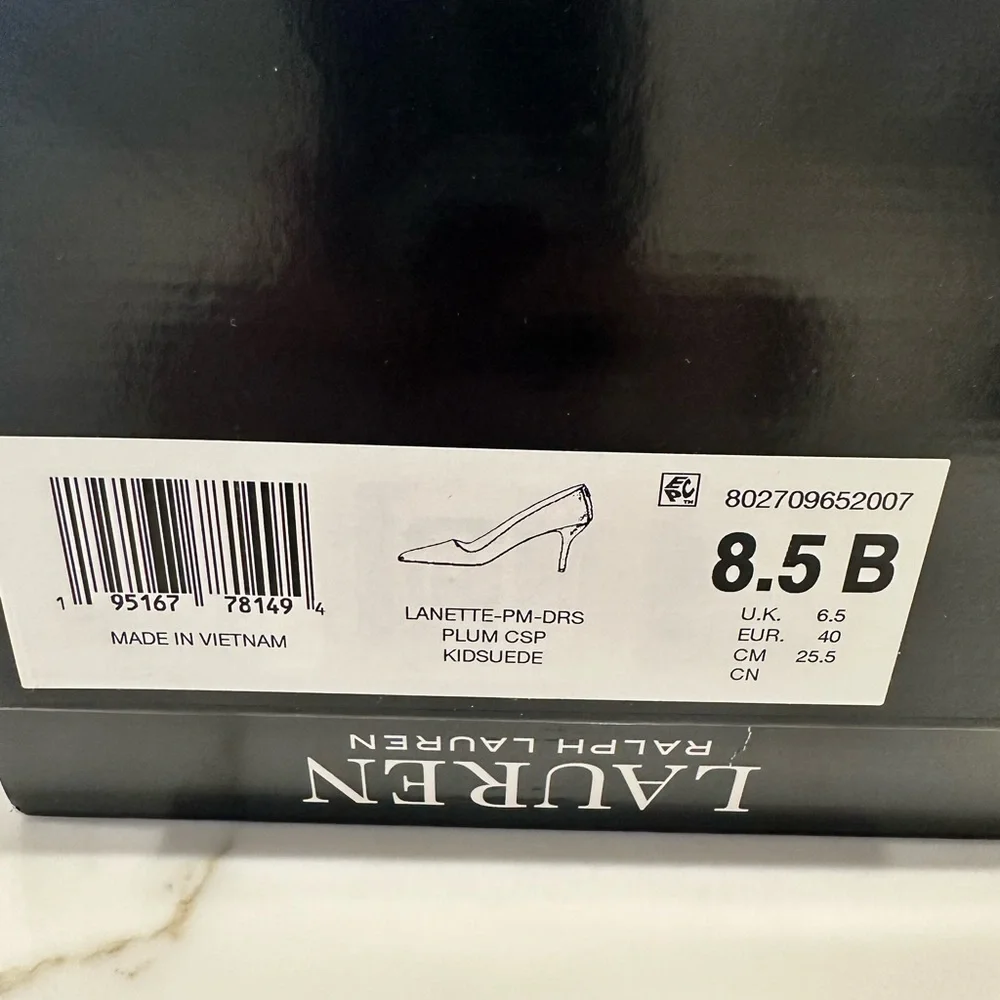 Lauren Ralph Lauren Lanette Pink Suede Pointed-Toe Heels Size 8.5 - Picture 3 of 6